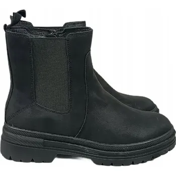 Dámská zimní obuv KOTNÍKOVÉ BOTY TRAPERY CLEVE DÁMSKÉ ZIMNÍ BOTY VSUVNÉ S ZIPEM ČERNÉ vel 40