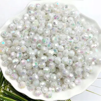 Dětské navlékací korálky Akrylové KORÁLKY 500 g balení Matné Křišťál bílé chameleon 8 mm