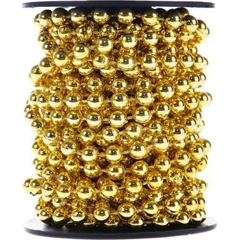 Vánoční dekorace Řetěz s korálky na špulce - zlatý na vánoční stromeček