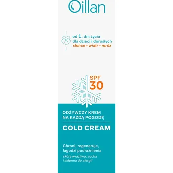 Pleťový krém Zklidňující krém na obličej Oillan Cold Cream 30 SPF denní krém 50 ml