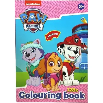 omalovánky Omalovánka Tlapková patrola 128 stran (růžová) + 2 archy samolepek