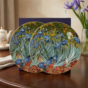 Stolování Sada porcelánových dezertních talířů DUO ART GALLERY IRISES BY V. VAN GOGH 19 cm 2 ks