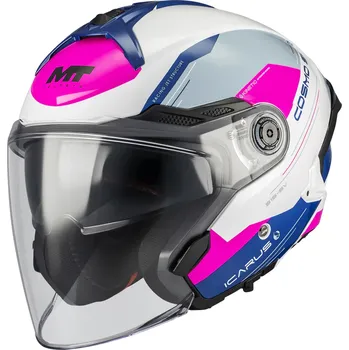 Auto-moto MT Helmets Otevřená helma na motorku MT Cosmo SV Icarus A8 bílo-modro-růžová XS