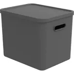Rotho Úložný box, rovný s víkem, 27l, antracit ALBU LIGHT, 37x29x30