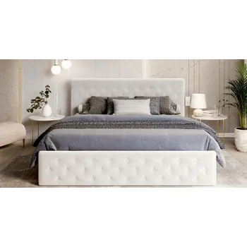 Postel Čalouněná postel CHICAGO TRINITY 180x200 s kovovým zdvižným roštem BÍLÁ