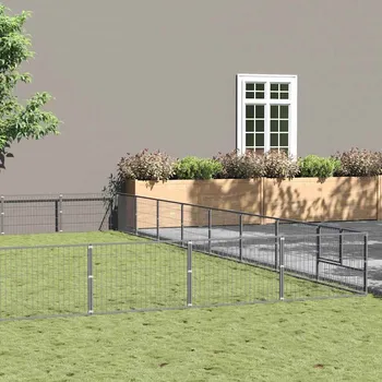 ohrádka pro psa zahrada-XL Psí kotec stříbrný 80 m² ocel 3082192