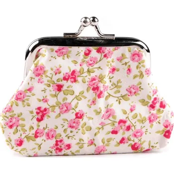 Peněženka Malá peněženka / mincovka květy, textilní, střední, 1 růžová