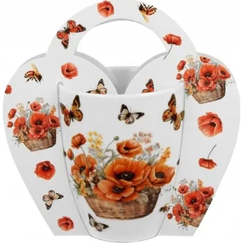 Hrnek v košíčku Květinové koše Vlčí máky 350 ml porcelán DUO