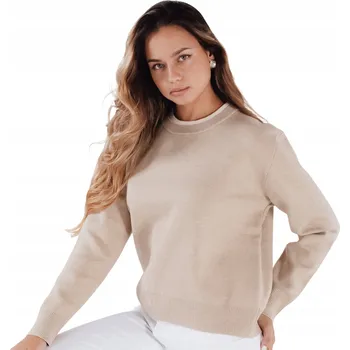 Dámský svetr Dámský svetr klasický basic hladký béžový MY2507 - S/M