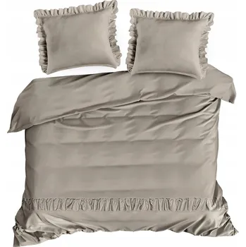 Povlečení POVLEČENÍ Z BAVLNĚNÉHO MAKOSATÉNU S VOLÁNEM VENUS 160X200 SVĚTLE HNĚDÉ