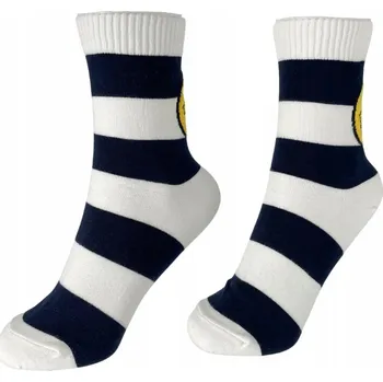 Dámské ponožky Dámské dlouhé Ponožky bílé a tmavě modré s úsměvem