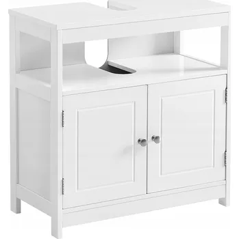 Koupelnový nábytek Skříňka do koupelny pod umyvadlo, podlahová skříňka s dvoukřídlými dvířky, otevřená