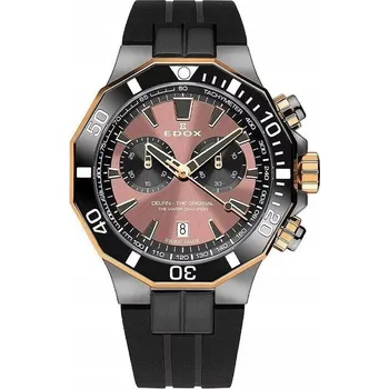 Hodinky Pánské hodinky EDOX 10112 357GRNCA BRNR DELFIN ČERNÉ NA ŘEMÍNKU STOPKY 200M