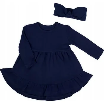 Dívčí šaty Dívčí sada šaty a čelenky, tmavě modrá, Nicol, vel. 86