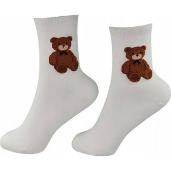 Dámské ponožky Ponožky Dámské Bavlněné Bílé s Medvídkem 36-40