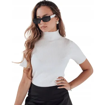 Dámský svetr DStreet dámský svetr bílý, přiléhavý k bokům, univerzální velikost