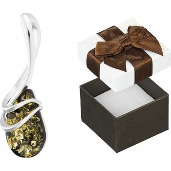 Přívěsek Jemný Přívěsek s Jantarem Stříbrný Přívěsek na Řetízek Náhrdelník 925