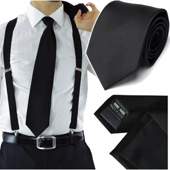 Kravata ČERNÁ PÁNSKÁ KRAVATA KLASICKÁ hladká polomatná HEDVÁBNÁ ŠIROKÁ 8 cm