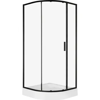 Novoterm Čtvrtkruhový sprchový kout NV-Solid RPS BL 90, černý/transparent - bez vaničky