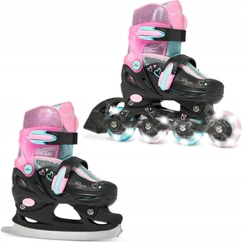 Kolečkové brusle Raven Loret Glitter Black/Mint/Pink 2v1 EU 34-37, dámský (se zoubky) + DÁREK