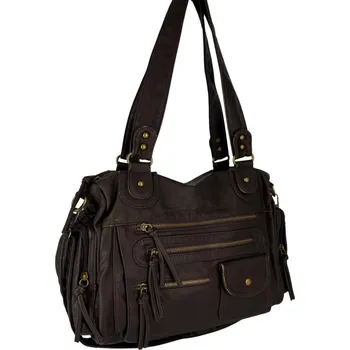 Kabelka Dámská hnědá kabelka na zip Eko Kůže Dvě ucha Retro