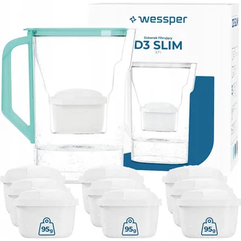 Filtrace vody Filtrační konvice Wessper D3 SLIM 2,7l mátová + 10x filtr