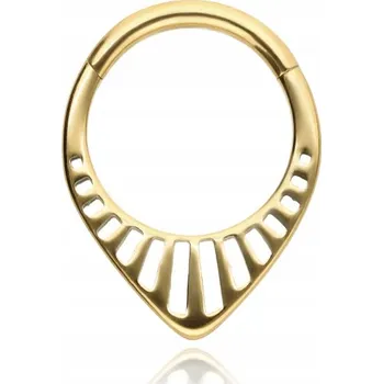Náušnice Titanový kroužek clicker zdobený - zlatý septum daith 1,2/8