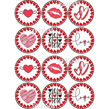 Jedlá dekorace na dort Valentýn 1 - jedlý papír - Jedlý papír / Bez decor gelu