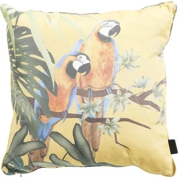 Polštář Polštář dekorační 50 x 50 cm žlutý s papoušky
