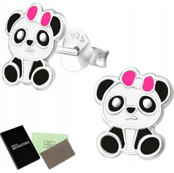 Náušnice Stříbrné náušnice Mennica Bydgoska puzetky Ag 925 motiv panda