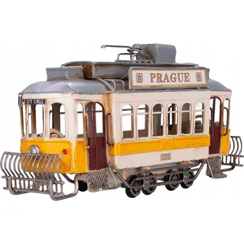 autíčko Tramvaj žlutá 27,5 cm s nápisem Prague kov volný chod v krabičce