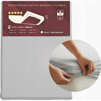 Prostěradlo Prostěradlo s gumou Satén-Bavlna 120x200 + 25 cm ŠEDÉ PŘÍJEMNÉ