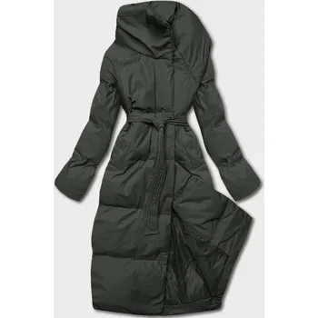 Dámská zimní přeložená obálková bunda v army barvě (5M737-136) odstíny zelené S (36)