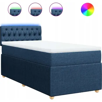 Postel Kontinentální postel s LED, 190 x 90 x 100,5 cm, modrá, modro-bílá