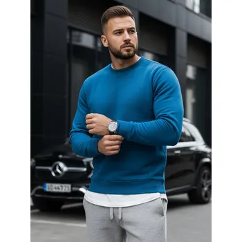 Pánská móda Modrá pánská mikina bez kapuce BX5058 Velikost: L