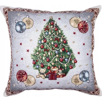 Vánoční dekorace Povlak na polštář 45x45 Vánoční atmosféra pohádkový stromeček barevný