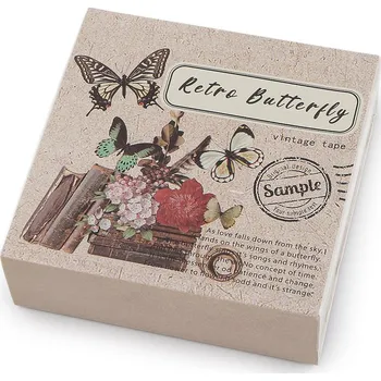 Washi ozdobná lepicí páska vintage sada, střední, 6 mix motýl