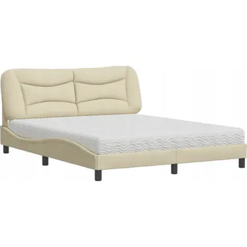 Postel Postel s matrací krémová 218 x 165 x 74,5 cm, matrace 160 x 200 x 17 cm