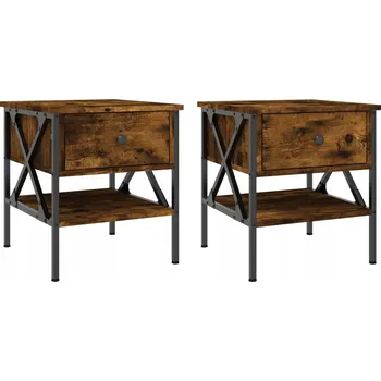 Noční stolek Industriální noční stolek dub 40x42x45 cm