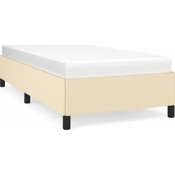 Postel Rám postele krémový 193 x 93 x 35 cm z látky a překližky