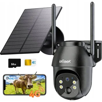 Bezpečnostní kamera Solární Venkovní Otočná Kamera GSM 3G 4G LTE SIM 2K 3MPx + 64GB SD Karta