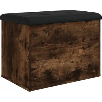 Lavice s úložným prostorem v barvě kouřového dubu 62x42x45 cm s černým polštářem