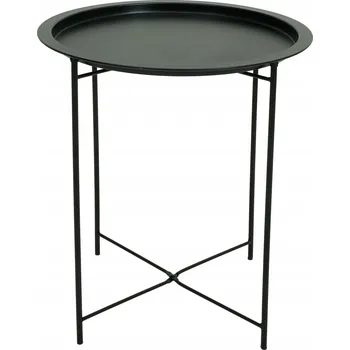 Konferenční stolek ČERNÝ KOVOVÝ STOLEK KÁVOVÝ PŘÍRUČNÍ SKLÁDACÍ LOFT MODERNÍ MATNÝ Ø47