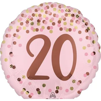 Balónek Fóliový balónek Amscan číslo 20, 45 cm (18"), růžový