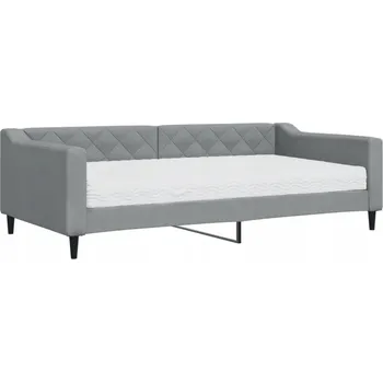 Postel Multifunkční pohovka/postel s matrací, světle šedá, 223 x 110 x 67 cm