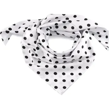 Šátek Bavlněný šátek s puntíky 70x70 cm, střední, 1 bílá černá