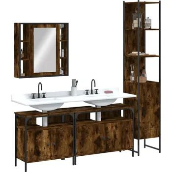 Toaletní stolek zahrada-XL 4dílná koupelnová sestava kouřový dub kompozitní dřevo 3214747