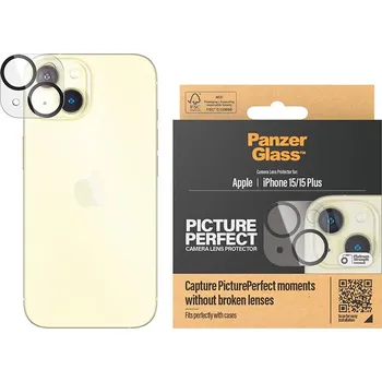Telefonní příslušenství Tvrzené sklo (Tempered Glass) PANZERGLASS na čočky zadní kamery pro Apple iPhone 15 / 15 Plus - čiré