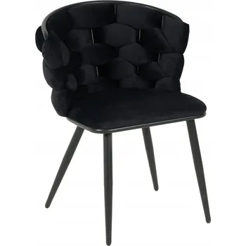 Jídelní židle Židle mivihome černá, sametová, glamour styl s pleteným opěradlem
