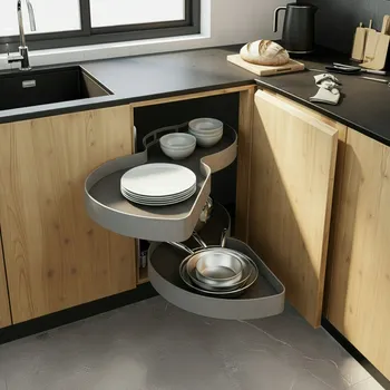 Nábytkové kování Koš CORNER CARGO NERKA pro skříňku 800 LEVÝ rohový s tlumením dovírání ANTRACIT